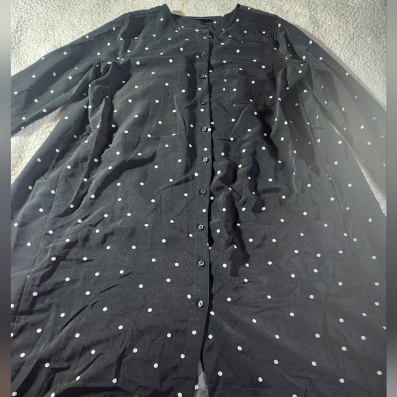 Who What Wear Shirt Dress Polka Dot Large Black White Oversized Long Sleeve - Picture 11 of 14